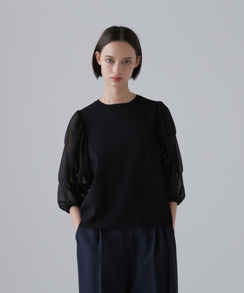 【極美品】 adore アドーア ラッフルスリーブニット ブラック 38 ◇ショルダーラッフルニット （ニット・セーター）｜ADORE / アドーア