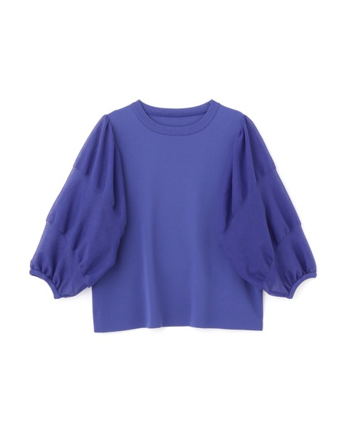 【あいあいです】ADORE 半袖セーター 38 ブルー アドーア ADORE ベーシック リブニット 半袖 ブルー 青 38 M ホール