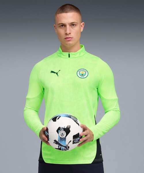 PUMA(プーマ)の「PUMA プーマ メンズ マンチェスターシティ FC トレーニング クォータージッ(Tシャツ/カットソー・メンズ・ブルー系その他/ブラック×シルバー/グリーン系その他/ピンク・SMALL/X-LARGE/MEDIUM/LARGE/X-SMALL)」の3枚目の写真