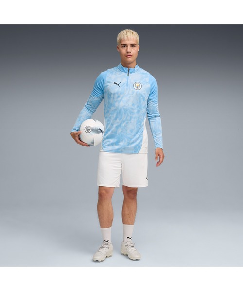 PUMA(プーマ)の「PUMA プーマ メンズ マンチェスターシティ FC トレーニング クォータージッ(Tシャツ/カットソー・メンズ・ブルー系その他/ブラック×シルバー/グリーン系その他/ピンク・SMALL/X-LARGE/MEDIUM/LARGE/X-SMALL)」の8枚目の写真