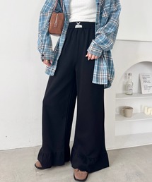 SOLLON. | ワンポイントロゴ裾フリルパンツ(スウェットパンツ)
