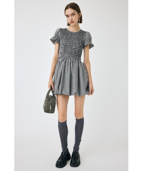 MOUSSY(マウジー)の「GATHER BALLOON ミニドレス(ワンピース・レディース・ブラック/ブルー系その他/ホワイト系その他・2/1)」の2枚目の写真