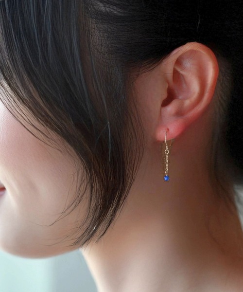 CERCA（チェルカ）の「SARINOHANA/天然石チェーンピアス/14KGF（ピアス（両耳用）・レディース・A/B/C/D/E/F/G・FREE）」の2枚目の写真
