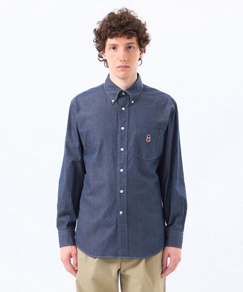 MACKINTOSH PHILOSOPHY（ﾏｯｷﾝﾄｯｼｭ ﾌｨﾛｿﾌｨｰ）の「バッキンガムベア 長袖ボタンダウンシャツ シャンブレー/ストライプ（シャツ/ブラウス・メンズ・ネイビー/ブルー・40/38）」の5枚目の写真