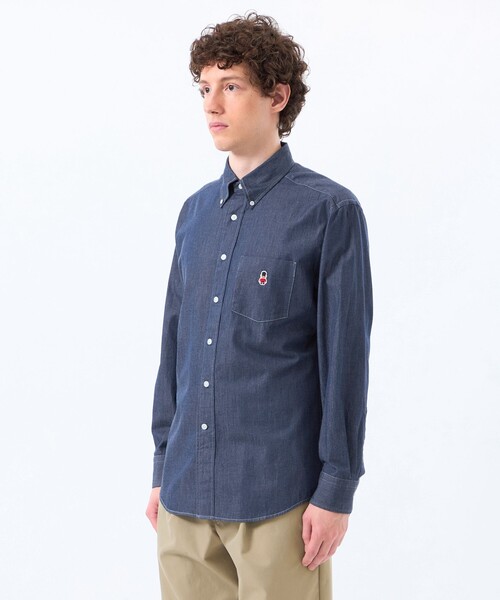 MACKINTOSH PHILOSOPHY（ﾏｯｷﾝﾄｯｼｭ ﾌｨﾛｿﾌｨｰ）の「バッキンガムベア 長袖ボタンダウンシャツ シャンブレー/ストライプ（シャツ/ブラウス・メンズ・ネイビー/ブルー・40/38）」の6枚目の写真