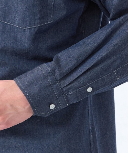 MACKINTOSH PHILOSOPHY（ﾏｯｷﾝﾄｯｼｭ ﾌｨﾛｿﾌｨｰ）の「バッキンガムベア 長袖ボタンダウンシャツ シャンブレー/ストライプ（シャツ/ブラウス・メンズ・ネイビー/ブルー・40/38）」の8枚目の写真