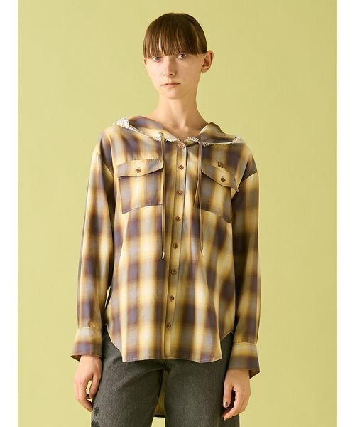 FURFUR フーディーオンブレーチェックシャツ フーディーオンブレーチェックシャツ（シャツ/ブラウス）｜FURFUR