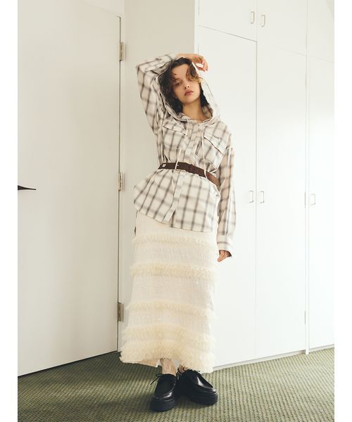 セール】フーディーオンブレーチェックシャツ（シャツ/ブラウス