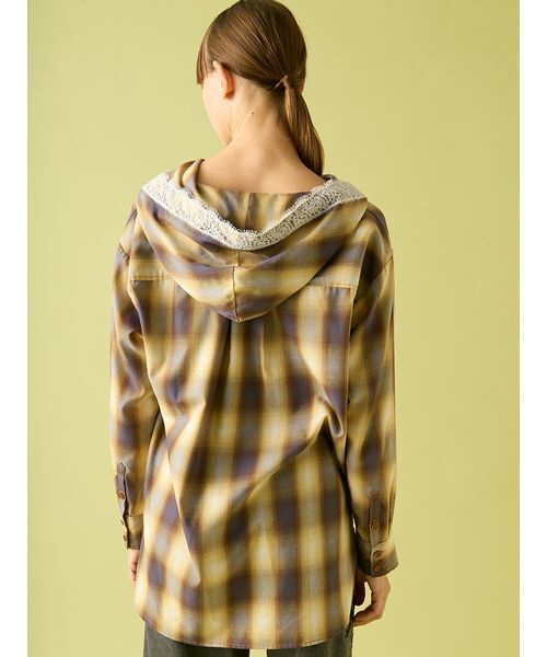 セール】フーディーオンブレーチェックシャツ（シャツ/ブラウス