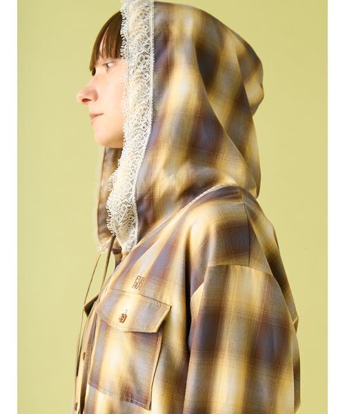 セール】フーディーオンブレーチェックシャツ（シャツ/ブラウス