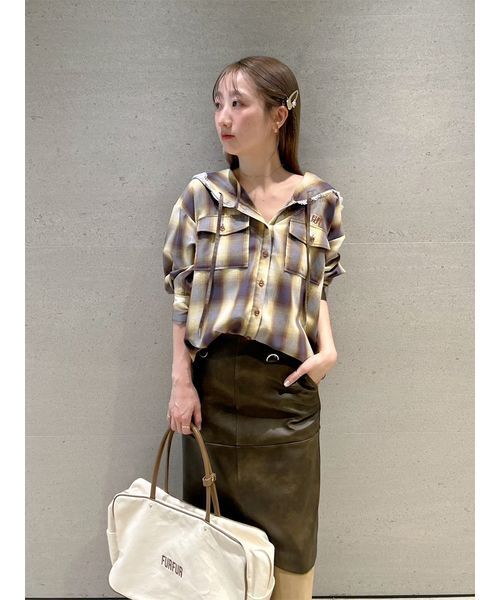 セール】フーディーオンブレーチェックシャツ（シャツ/ブラウス