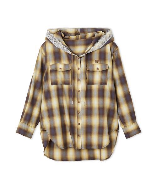 FURFUR フーディーオンブレーチェックシャツ セール】フーディーオンブレーチェックシャツ（シャツ/ブラウス