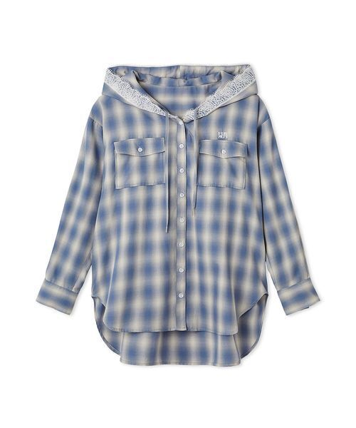 セール】フーディーオンブレーチェックシャツ（シャツ/ブラウス