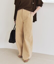 quaranciel:〈洗濯機可能〉ポリエステル スエード ワイド パンツ