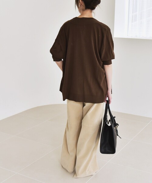 quaranciel(カランシエル)の「quaranciel:〈洗濯機可能〉ポリエステル スエード ワイド パンツ(その他パンツ・レディース・ブラウン/ベージュ・36/38/40)」の4枚目の写真