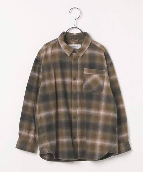 BAYFLOW（ベイフロー）の「[柔らかタッチ♪]ヴィンテージライクチェックシャツ(KIDS)（シャツ/ブラウス・キッズ・ブラウン/ピンク/オフホワイト・150cm/140cm/130cm/120cm/110cm）」の2枚目の写真