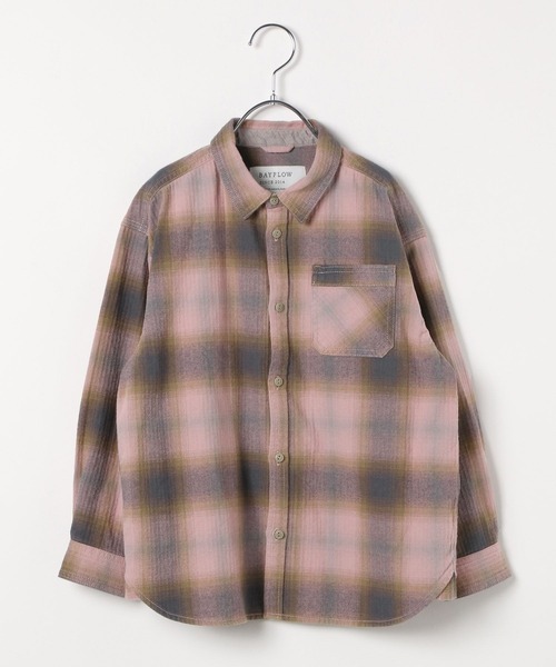 BAYFLOW（ベイフロー）の「[柔らかタッチ♪]ヴィンテージライクチェックシャツ(KIDS)（シャツ/ブラウス・キッズ・ブラウン/ピンク/オフホワイト・150cm/140cm/130cm/120cm/110cm）」の11枚目の写真