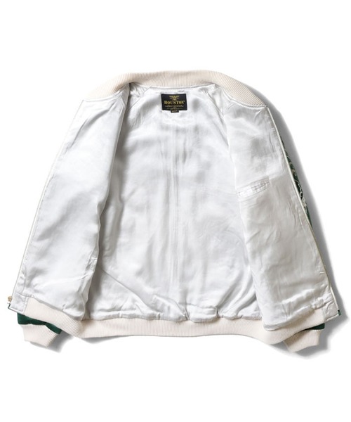 HOUSTON別珍スカジャン DEER柄 XL グリーン HOUSTON 別珍スカジャン