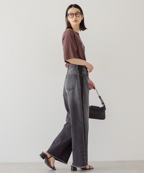 AMERICAN HOLIC（アメリカンホリック）の「サイドラインデニム（デニムパンツ・レディース・グレー/ライトインディゴブルー・L/S/M）」の6枚目の写真