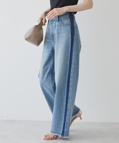 AMERICAN HOLIC（アメリカンホリック）の「サイドラインデニム（デニムパンツ・レディース・グレー/ライトインディゴブルー・L/S/M）」の15枚目の写真