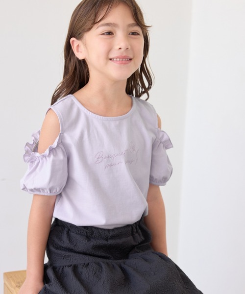 ROPE' PICNIC(ロペピクニック)の「【接触冷感・吸水速乾】肩あきパフスリーブトップス(Tシャツ/カットソー・キッズ・ダークラベンダー/ブラック・L/M/S)」の20枚目の写真