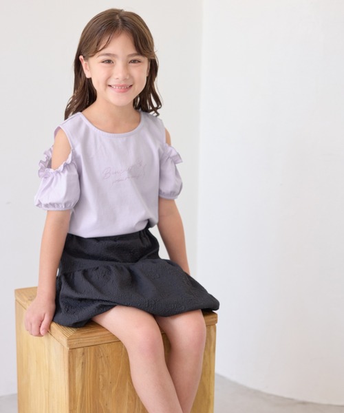ROPE' PICNIC(ロペピクニック)の「【接触冷感・吸水速乾】肩あきパフスリーブトップス(Tシャツ/カットソー・キッズ・ダークラベンダー/ブラック・L/M/S)」の21枚目の写真