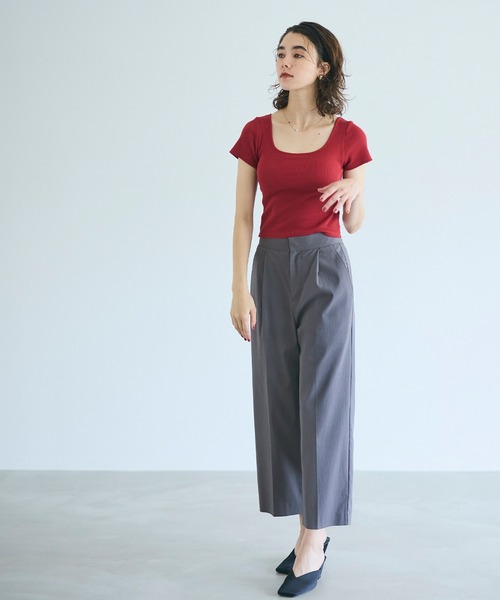 coca(coca)(コカ)の「クロップド丈スラックス(スラックス・レディース・ブラック/チャコール・M/S/L)」の5枚目の写真