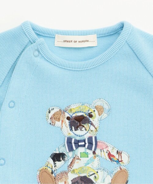 sense of wonder（センスオブワンダー）の「キューフォーザズーテディベア2WAYオール（ロンパース・キッズ・ライトブルー/ホワイト系/ミント・50-70cm）」の6枚目の写真