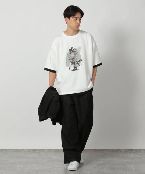 LAKOLE(ラコレ)の「グラフィックレイヤードTEE / 586875(Tシャツ/カットソー・メンズ・ホワイト/ブラック/パープル・MEDIUM/LARGE)」の4枚目の写真