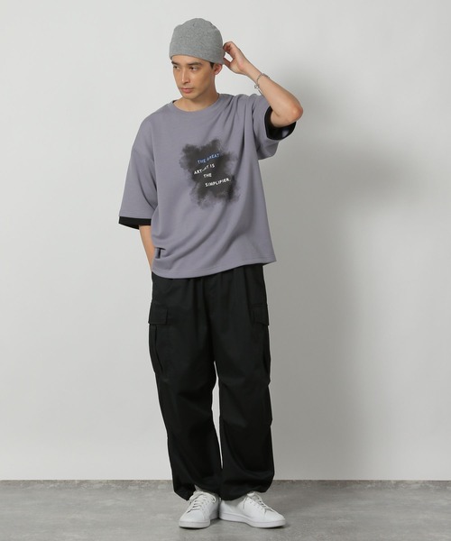 LAKOLE(ラコレ)の「グラフィックレイヤードTEE / 586875(Tシャツ/カットソー・メンズ・ホワイト/ブラック/パープル・MEDIUM/LARGE)」の8枚目の写真