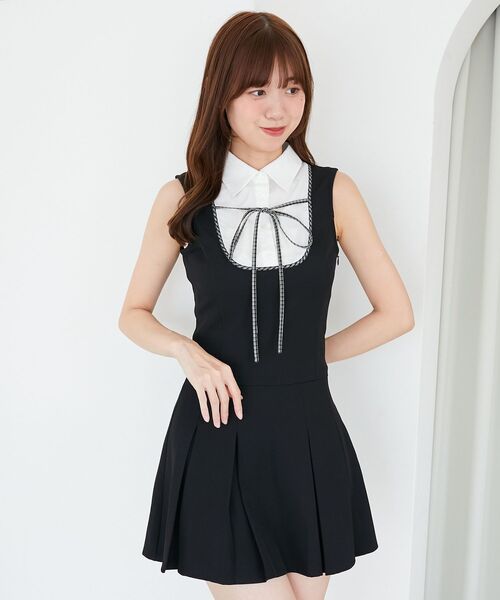 MAJESTIC LEGON（マジェスティックレゴン）の「ドッキングノースリーブミニワンピース（ワンピース・レディース・ベージュ/ブラック・MEDIUM）」の11枚目の写真