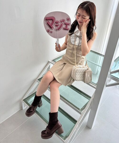 MAJESTIC LEGON（マジェスティックレゴン）の「ドッキングノースリーブミニワンピース（ワンピース・レディース・ベージュ/ブラック・MEDIUM）」の15枚目の写真