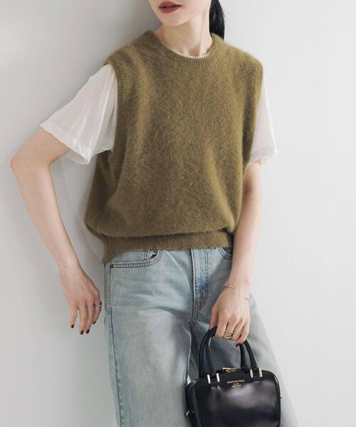 URBAN RESEARCH（アーバンリサーチ）の「FOX/CASHMEREクルーネックベスト（ベスト・レディース・ネイビー/カーキ/オフホワイト・FREE）」の12枚目の写真