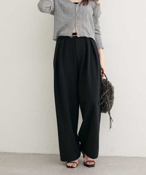 natural couture（ナチュラルクチュール）の「ビットベルトストレッチパンツ（その他パンツ・レディース・ブラック/ネイビー/ブラウン/グレイッシュベージュ・SMALL/MEDIUM）」の5枚目の写真