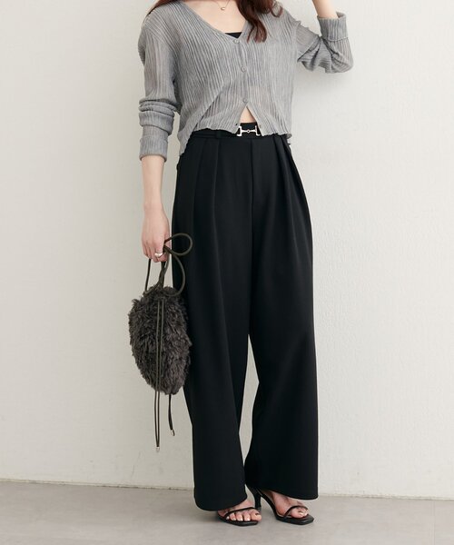 natural couture（ナチュラルクチュール）の「ビットベルトストレッチパンツ（その他パンツ・レディース・ブラック/ネイビー/ブラウン/グレイッシュベージュ・SMALL/MEDIUM）」の8枚目の写真