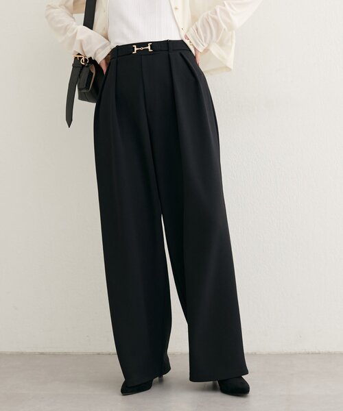 natural couture（ナチュラルクチュール）の「ビットベルトストレッチパンツ（その他パンツ・レディース・ブラック/ネイビー/ブラウン/グレイッシュベージュ・SMALL/MEDIUM）」の9枚目の写真