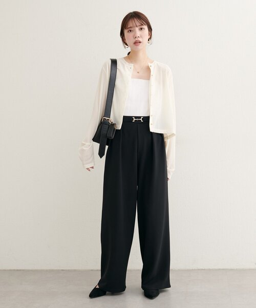 natural couture（ナチュラルクチュール）の「ビットベルトストレッチパンツ（その他パンツ・レディース・ブラック/ネイビー/ブラウン/グレイッシュベージュ・SMALL/MEDIUM）」の12枚目の写真