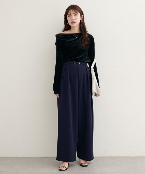 natural couture（ナチュラルクチュール）の「ビットベルトストレッチパンツ（その他パンツ・レディース・ブラック/ネイビー/ブラウン/グレイッシュベージュ・SMALL/MEDIUM）」の20枚目の写真