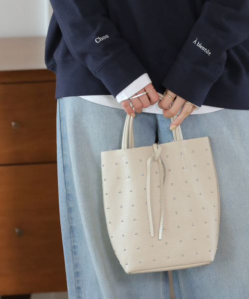 ☆専用ページ☆MARLON スタッズ付きホワイトショルダーバッグ　マルロン 追加6》【MARLON FIRENZE/マルロン】 SHOPPER MINI STUDS