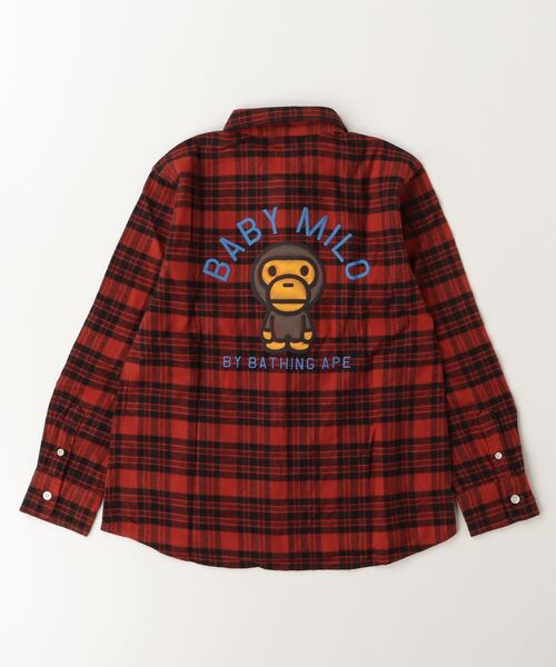 A BATHING APE(アベイシングエイプ)の「CHECK BABY MILO EMBROIDERY PRINT SHIRT(シャツ/ブラウス・キッズ・レッド/イエロー・110/130/140/120)」の9枚目の写真