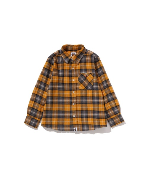 A BATHING APE(アベイシングエイプ)の「CHECK BABY MILO EMBROIDERY PRINT SHIRT(シャツ/ブラウス・キッズ・レッド/イエロー・110/130/140/120)」の2枚目の写真
