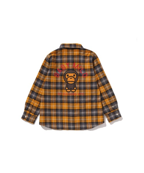A BATHING APE(アベイシングエイプ)の「CHECK BABY MILO EMBROIDERY PRINT SHIRT(シャツ/ブラウス・キッズ・レッド/イエロー・110/130/140/120)」の3枚目の写真