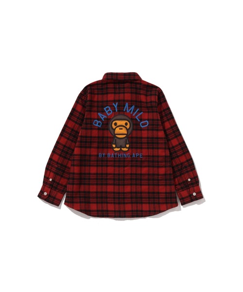 A BATHING APE(アベイシングエイプ)の「CHECK BABY MILO EMBROIDERY PRINT SHIRT(シャツ/ブラウス・キッズ・レッド/イエロー・110/130/140/120)」の4枚目の写真