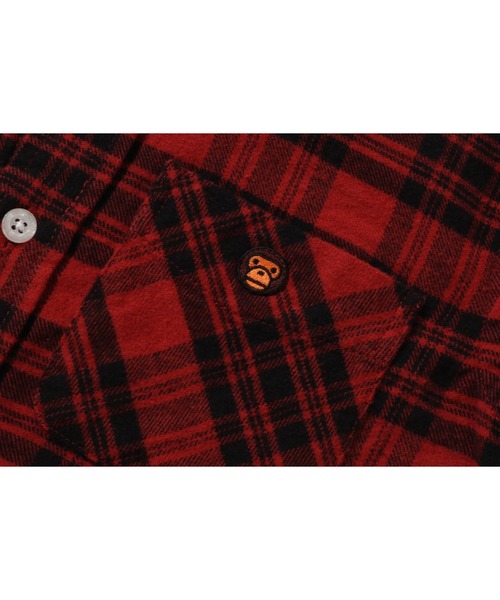 A BATHING APE(アベイシングエイプ)の「CHECK BABY MILO EMBROIDERY PRINT SHIRT(シャツ/ブラウス・キッズ・レッド/イエロー・110/130/140/120)」の6枚目の写真