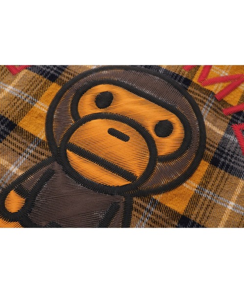 A BATHING APE(アベイシングエイプ)の「CHECK BABY MILO EMBROIDERY PRINT SHIRT(シャツ/ブラウス・キッズ・レッド/イエロー・110/130/140/120)」の7枚目の写真