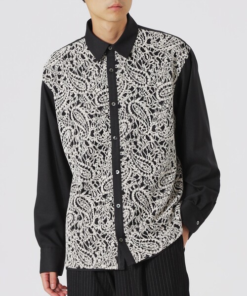 LOVELESS（ラブレス）の「モールペイズリーレースシャツ（シャツ/ブラウス・メンズ・オフホワイト/ライトグレー/ブラック・M/L）」の5枚目の写真