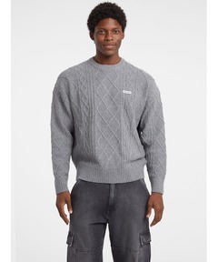 GUESS JEANS Long Sleeves Crew Neck Cable Sweater