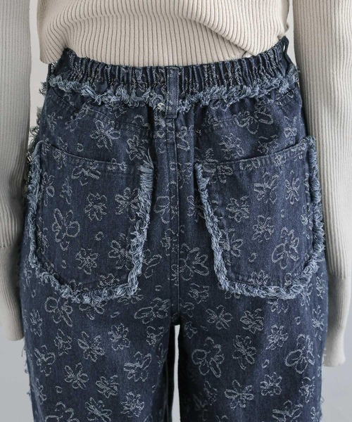 RAGEBLUE（レイジブルー）の「フラワー柄フリンジデニムパンツ/セットアップ対応（デニムパンツ・レディース・ネイビー・FREE）」の9枚目の写真