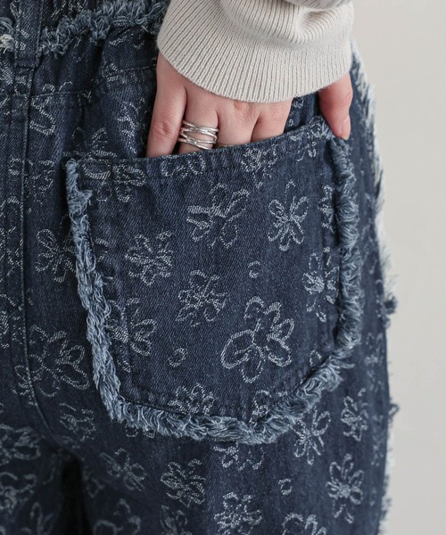 RAGEBLUE（レイジブルー）の「フラワー柄フリンジデニムパンツ/セットアップ対応（デニムパンツ・レディース・ネイビー・FREE）」の10枚目の写真