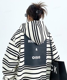 Dalfwin（ダールフィン）の「韓国ファッション バックロゴボーダー柄ダブルジップスウェットパーカー（パーカー）」